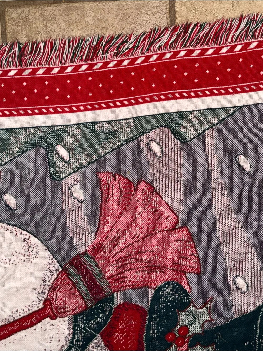 Vtg American Greetings Snowman Tapestry Throw Blanket 50